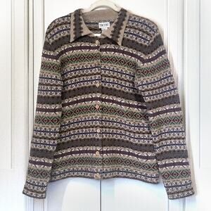 SKYR Vintage 100% Lambs Wool Nordic Cardigan in Multi Size M